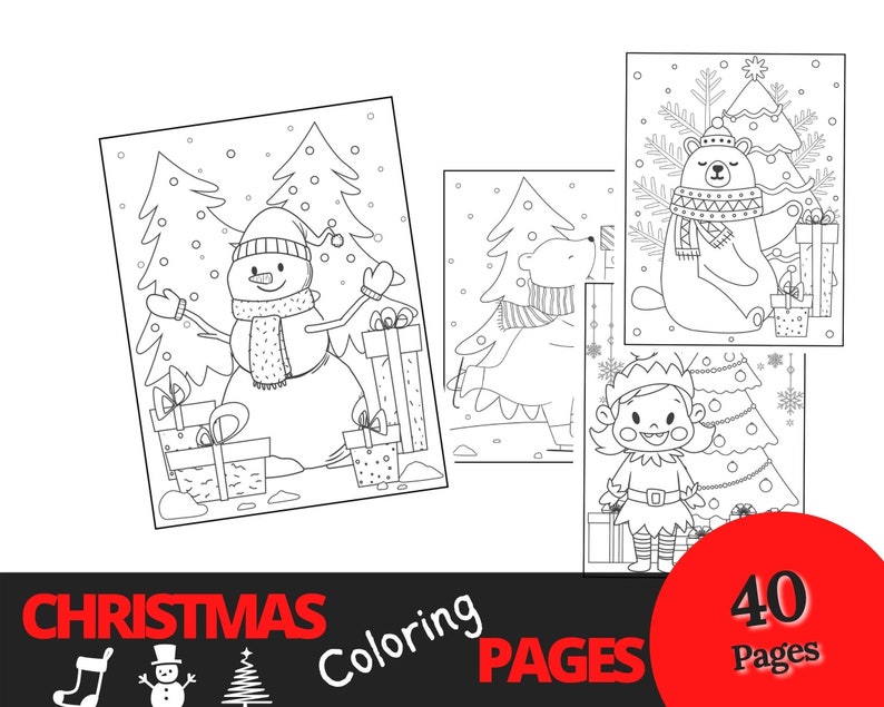 40 Christmas Coloring Pages for Kids Christmas Activity - Etsy
