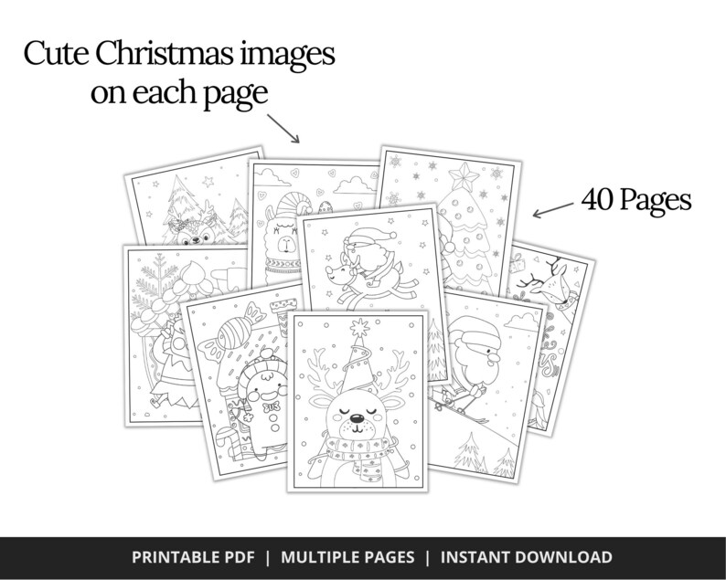 40 Christmas Coloring Pages for Kids Christmas Activity - Etsy