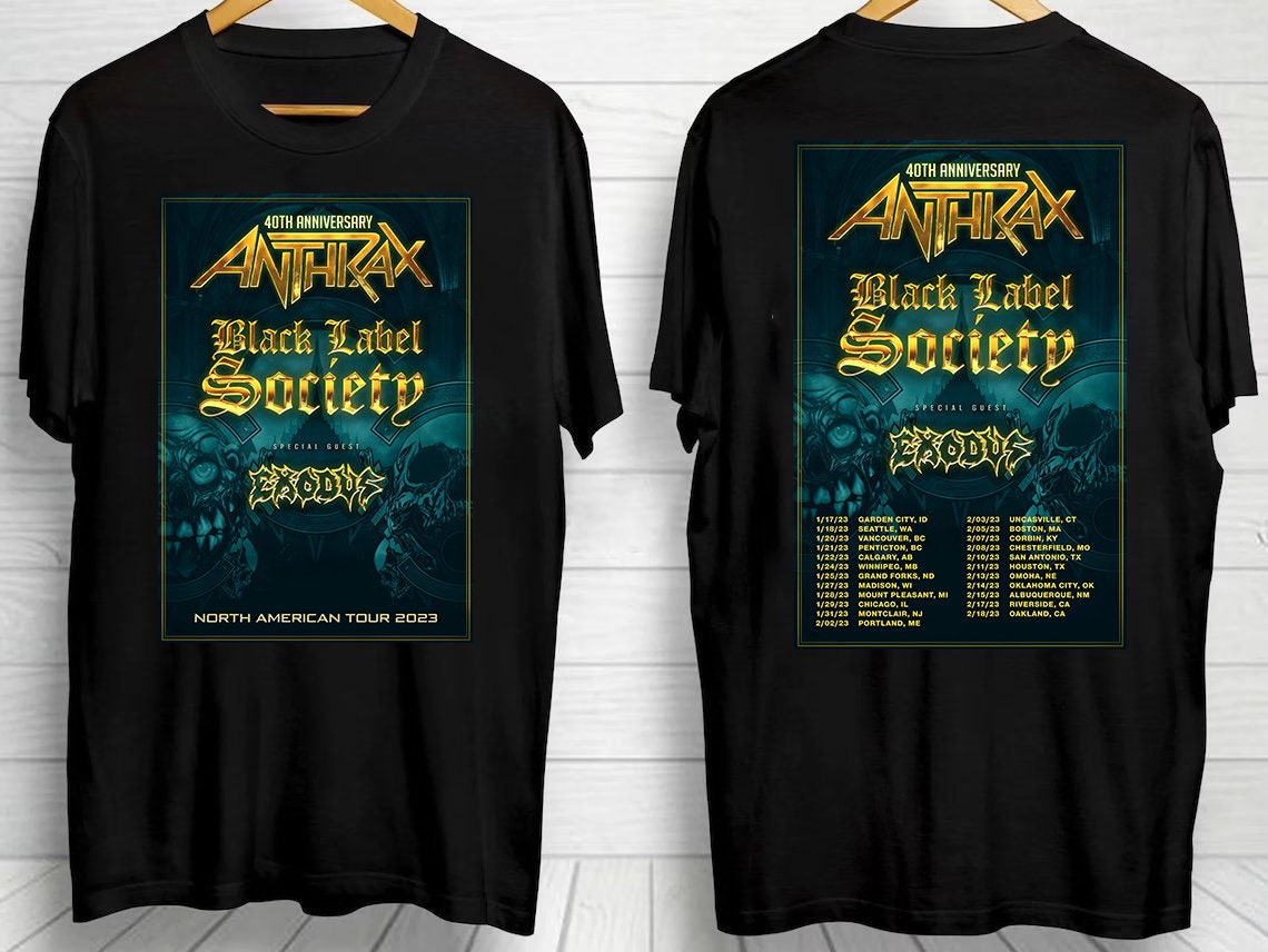 Discover Maglietta T-Shirt 2 Lati 40th Anniversary Anthrax Tour 2023 Music Festival