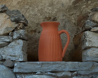 Handmade Terracotta pitcher, Terracotta pitcher, water jug, clay jug, farmhouse décor, unique pottery, Wine Carafe
