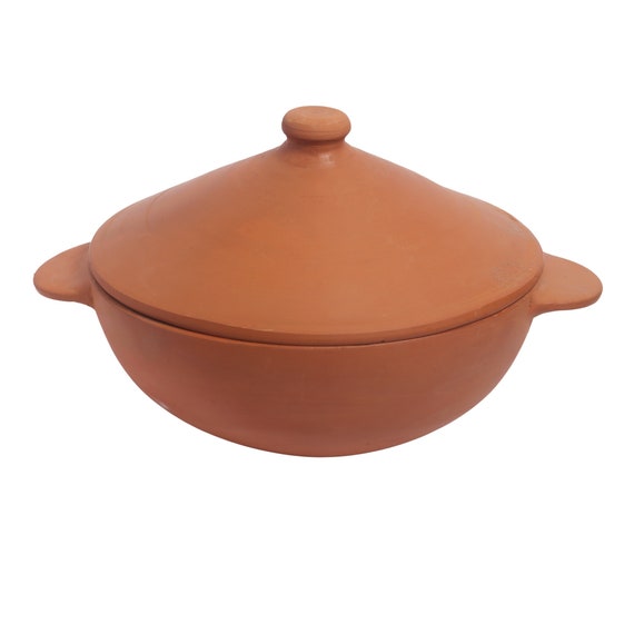 Unglazed Clay Pot for Cooking With Lid/ Indian Earthen Kadai/ LEAD