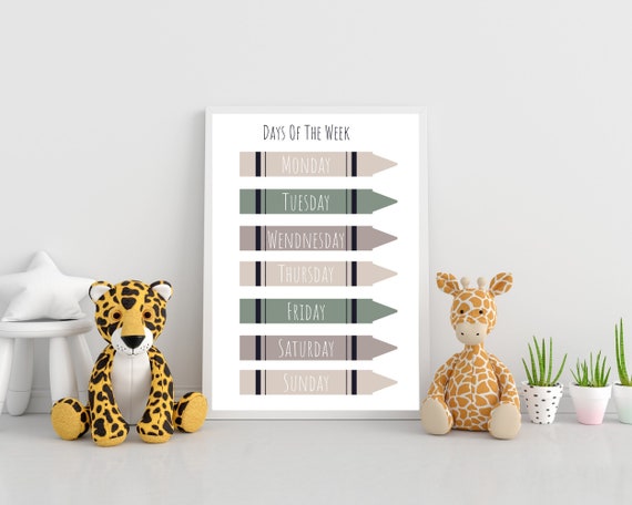 Days of the Week Poster Printable Wall Art Educational - Etsy