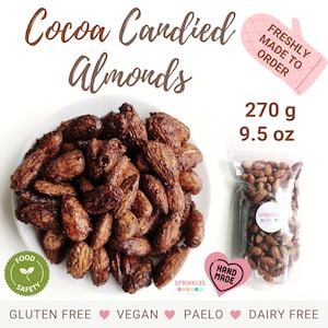 Vegan Cocoa Roasted Almonds Gluten Free Snacks Healthy Treats Caramelized Nuts Sweet Delights Back to School Healthy Snacks