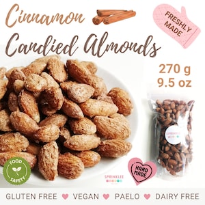 Cinnamon Roasted Almonds Gluten Free Vegan Snacks Roasted Sweet Nuts Dairy Free Sweets Back to School Healthy Snacks