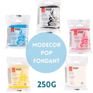 Multicolor Sugar Paste Modecor POP 250.g/8.8oz Edible Fondant Icing in White, Black, Cyan, Fuchsia, Yellow – Cake Decorating Sugarpaste