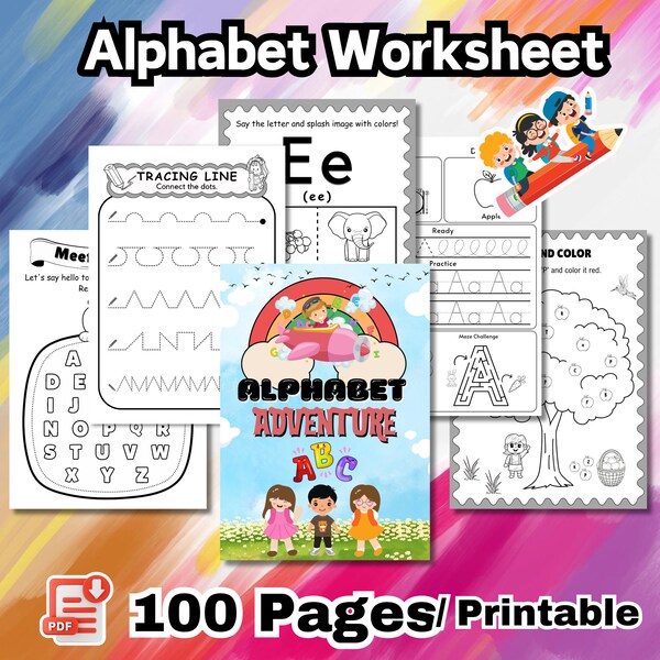 ABC Adventure Worksheet for Young Kid|Kindergarden & Homeschool Learning|PDF Printable|Educational Fun for Catching Up