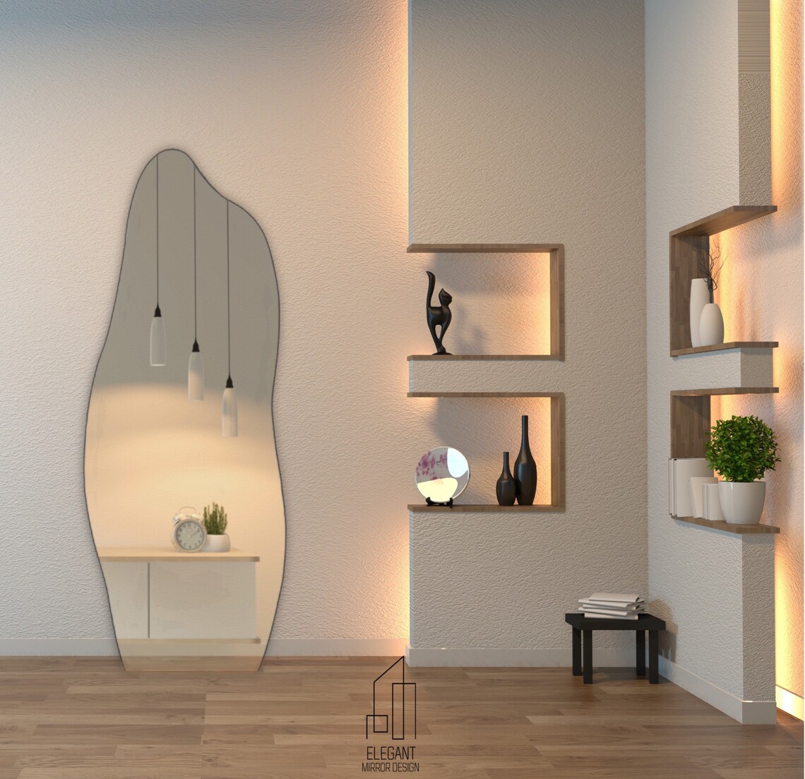 Asymmetrical Full Length Mirror Irregular Full Body Mirror Etsy