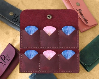 Custom Leather Guitar Pick Holder, Guitar Player Gift, Engraved Guitar Pick Case, Acoustic Electric Bass Guitat Pick Pouch Bag