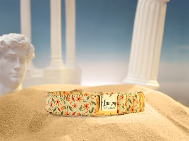 Personalized Dog Collar Floral Girl Dog Collar With Metal Etsy