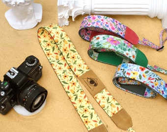 Bracelet d’appareil photo imprimé floral, sangle de caméra personnalisée pour femmes, cadeaux de Noël pour elle, sangle d’appareil photo reflex numérique, bracelet de caméra à fleurs