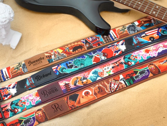 Personalized Guitar Strap USA, Custom Guitar Strap, Guitar