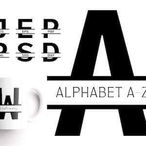 Split Monogram Alphabet | Split Letter SVG | Alphabet PNG | A-Z letters | Cricut Digital Download | bold minimalist font