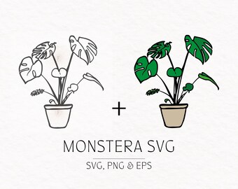 モンステラ SVG | ラインアート モンステラ | 植物 SVG | モンステラ 植物 SVG | モンステラ テンプレート | 鉢植えのモンステラ | モンステラ png