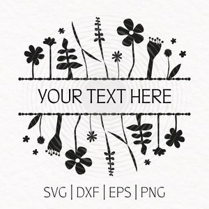 Flower Border | Split Floral Frame SVG | Floral Border SVG | Split Flower Monogram Svg | Split Name Frame | Wedding Frame | Flower Cut file