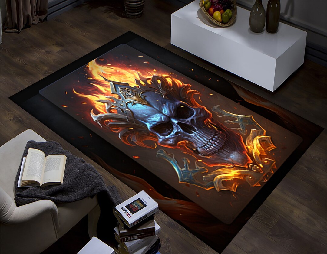 Skull Skull Pattern Rug Scary Pattern Rug Dark Rug Playing Etsy