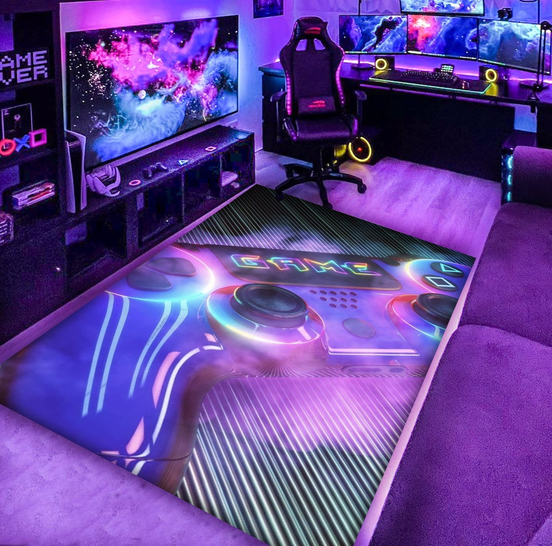 Gamer Rug Neon Rug Esport Rug Gaming Rug Gamer Room Rug Etsy