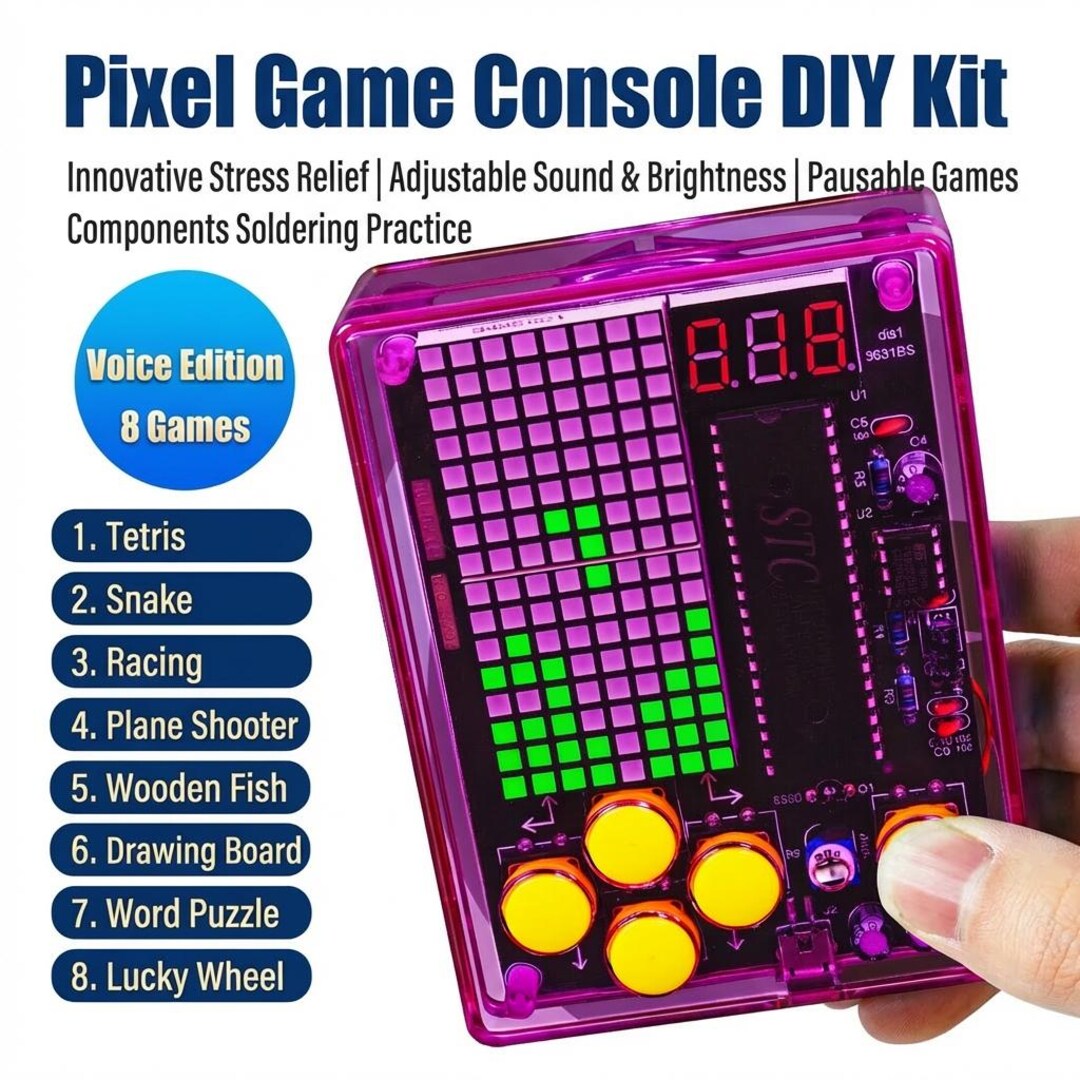 DIY Retro Pixel Game Console Kit, Soldering Project, STEM Coding Gift ...