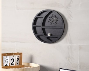 Sun and Moon Crystal Display Stand, Geometric Log Shelf