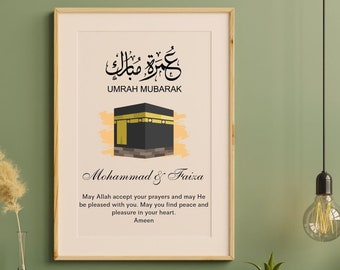 Personalised Umrah Mubarak Print | Eid Decoration | Umrah Gift | Digital Print | Islamic Poster