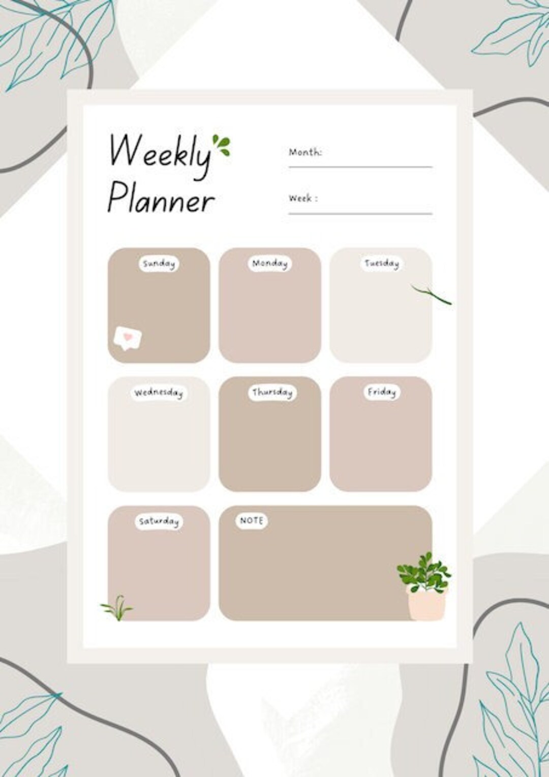 Weekly Planner, Minimal Planner, Download Planner, Printable Planner ...