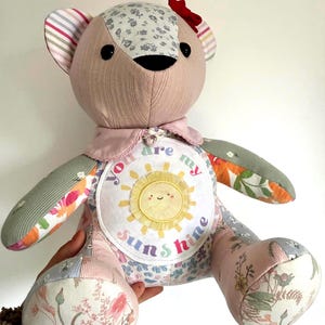 Memory Bear Keepsake Birth Weight Teddy Personalised Baby Gift Handmade with Clothing Bereavement