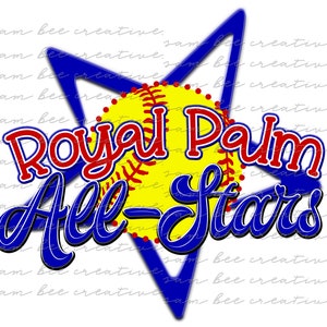 Royal Palm all-stars softball digital design / team spirit game day / sublimation png file only / instant digital download / RPAS all stars