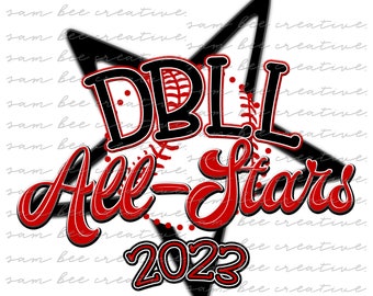 Design digitale di baseball di tutte le stelle / file png di sublimazione / download digitale istantaneo / DBLL all-star tutte le stelle / giorno della partita di baseball softball