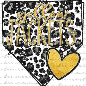Yellowjackets glitter home plate digital design / baseball softball cheetah leopard / sublimation png file / instant digital download