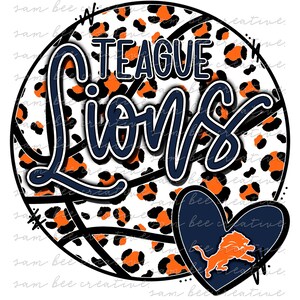 Lions leopard basketball digital design / cheetah basketball game day / sublimation png file / instant digital download / orange and navy