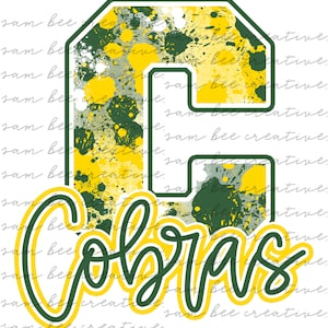 Cobras leopard print game day digital design / cheetah baseball softball cheetah green gold / sublimation png file/ instant digital download