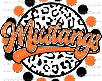 Diseño digital del día del juego de los Mustangs / día del juego de leopardo de fútbol de softbol de béisbol / archivo png de sublimación / descarga digital / descarga instantánea