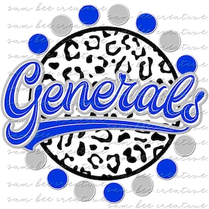 Generals leopard round digital design / retro vintage generals baseball softball cheetah / sublimation png file / instant digital download