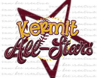 Kermit All Stars baseball digital design / softball game day / sublimation png file digital download / Kermit all-stars school spirit