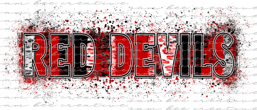 Red Devils Leopard Brush Stroke Digital Design / Cheetah Paint Splatter ...