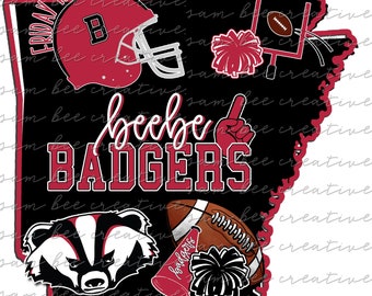 Beebe Badgers Arkansas AR Fußball digitales Design / Schule Geist Kleinstadt großer Zustand Stolz / Sublimation png Datei digitaler Download
