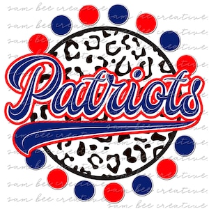 Patriots leopard round game day digital design / sublimation png file / instant digital download / baseball softball football basketball