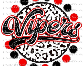 Vipers luipaard print spel dag digitaal ontwerp / cheetah honkbal softbal luipaard rood zwart / sublimatie png-bestand / instant digitale download