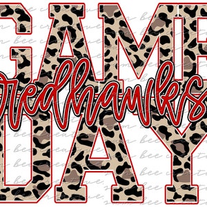 Redhawks game day digital design / leopard cheetah football softball baseball basketball / sublimation png file / instant digital download
