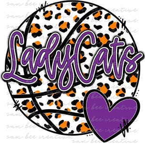 Lady cats leopard basketball digital design / cheetah basketball game day /sublimation png file /instant digital download / purple & orange