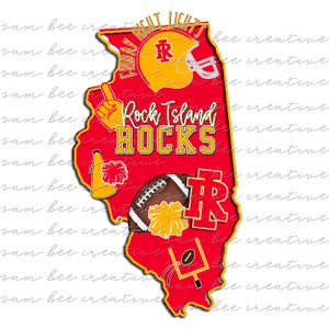 Rock Island Rocks Illinois football cheer digital design / school spirit small town big state pride/ sublimation png file digital download