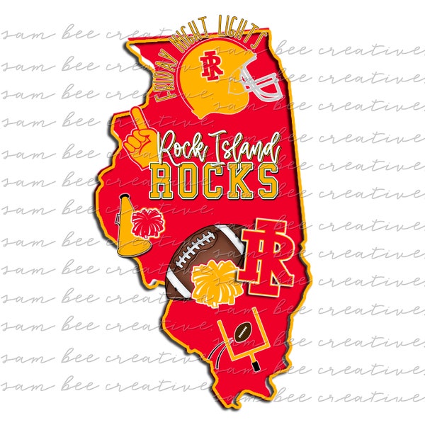 Rock Island Rocks Illinois football cheer digital design / school spirit small town big state pride/ sublimation png file digital download