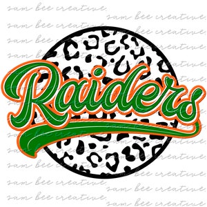 Raiders leopard print digital design / cheetah game day baseball softball football bball / sublimation png file / instant digital download