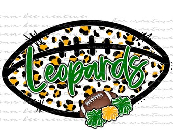 Leopards Football digital design / sublimation PNG file digital download / school and team spirit cheetah football / instant download