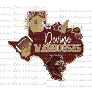 Devine Warhorses Texas football digital design / school spirit small town big state pride / sublimation png file / instant digital download
