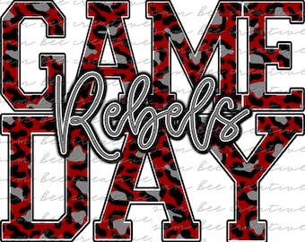 Rebellen Spieltag digitales Design / Team Spirit Leopard Muster Gepard Print / Sublimation Png Datei / Sublimation sofortiger digitaler Download