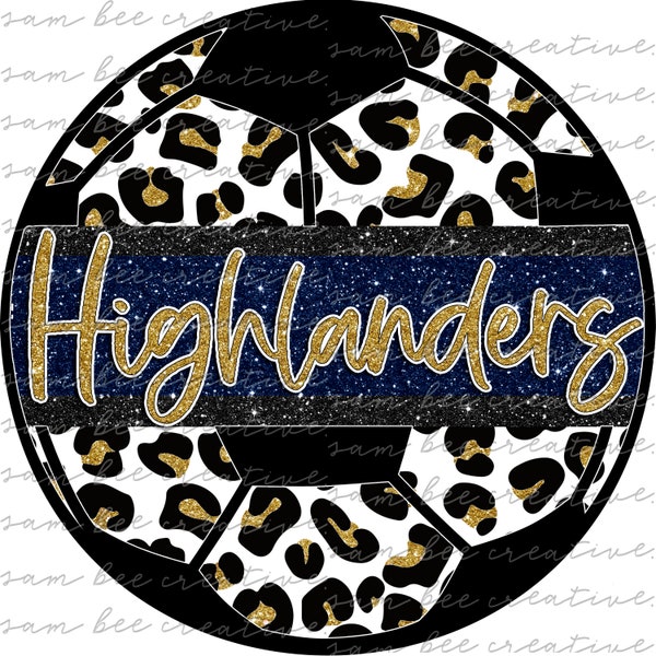 Highlanders glitter leopard soccer digital design / team love heart game day / sublimation png digital download / instant digital download