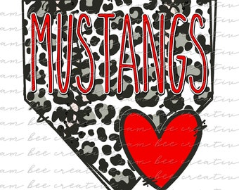 Mustangs leopard home plate digital design / baseball softball cheetah / sublimation png file / instant digital download / school spirit png