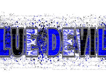 Blue devils leopard brush stroke paint splatter digital design / baseball softball football / sublimation png file/ instant digital download