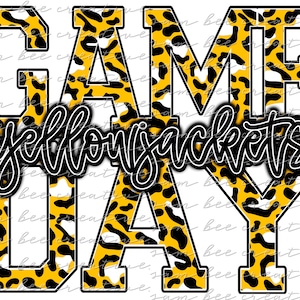 Yellowjackets game day digital design / yellow jackets baseball football cheetah leopard / sublimation png file / instant digital download
