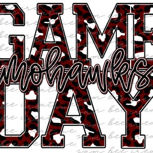 Mohawks game day digital design / football baseball basketball leopard cheetah game day / sublimation png file / instant digital download